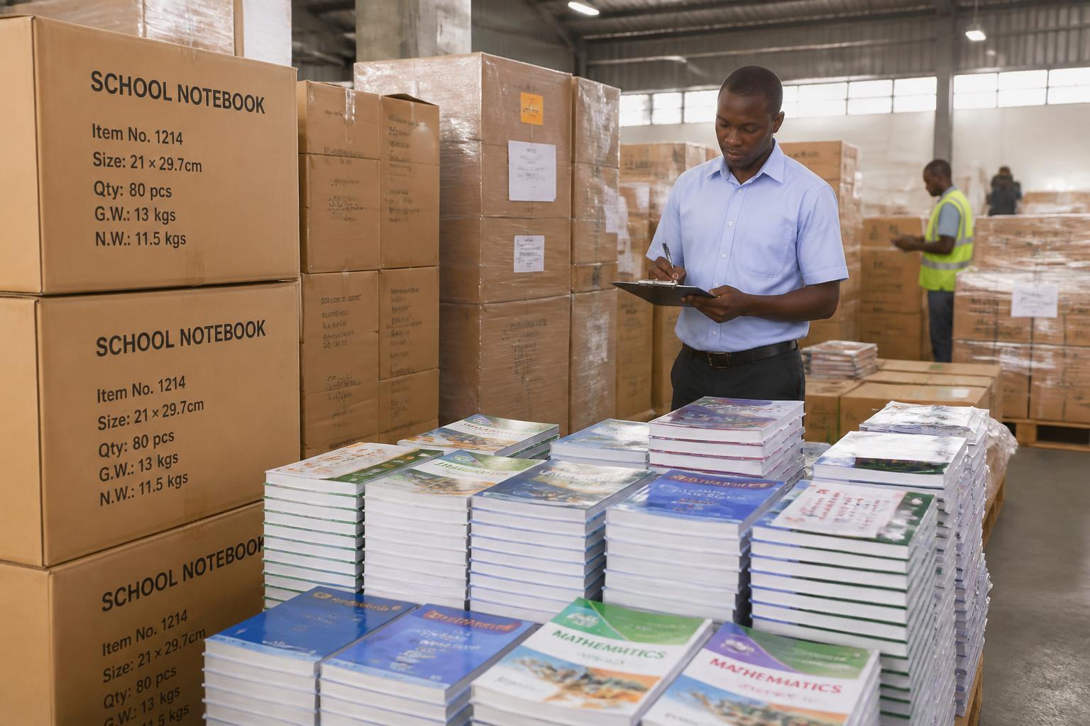 Packed school stationery ready for delivery